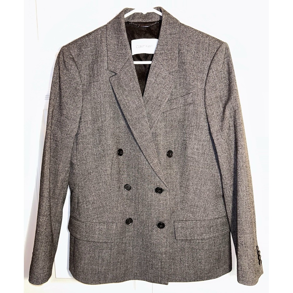 Calvin Klein Gray Double Breasted Blazer Jacket Lined Office CorpCore XL 42